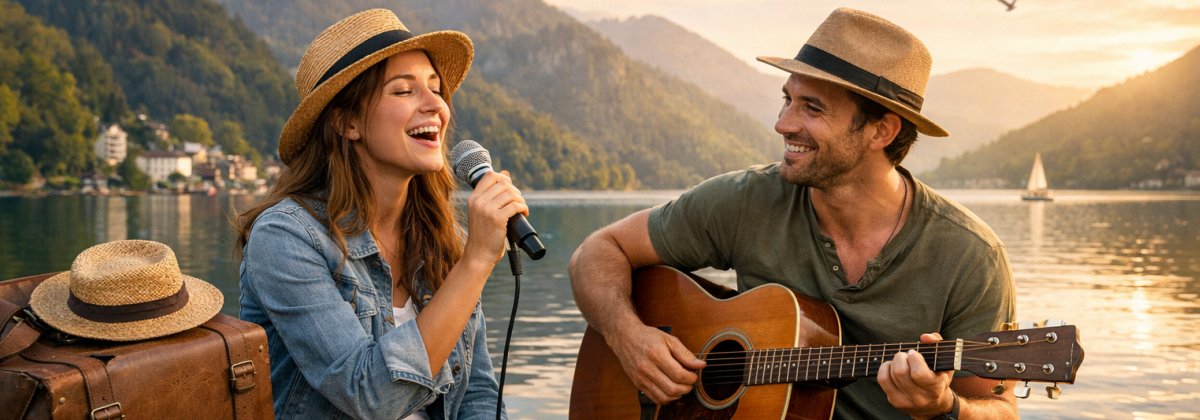Zu sehen ist das Beitragsbild 1 zum Beitrag mit dem Thema: Harmonie im Gepäck: Warum Gesang und Gitarre Ihre nächste Reise veredeln